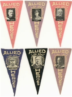 1915-18 BF1 Ferguson Bakery "Allied Heroes" Felt Pennants Collection (19) Including Pershing and King George